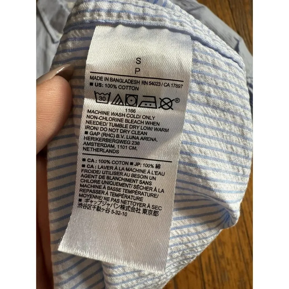 Banana Republic Hollister Shirt Mens Small Lot 2 Striped Seersucker Camp Collar